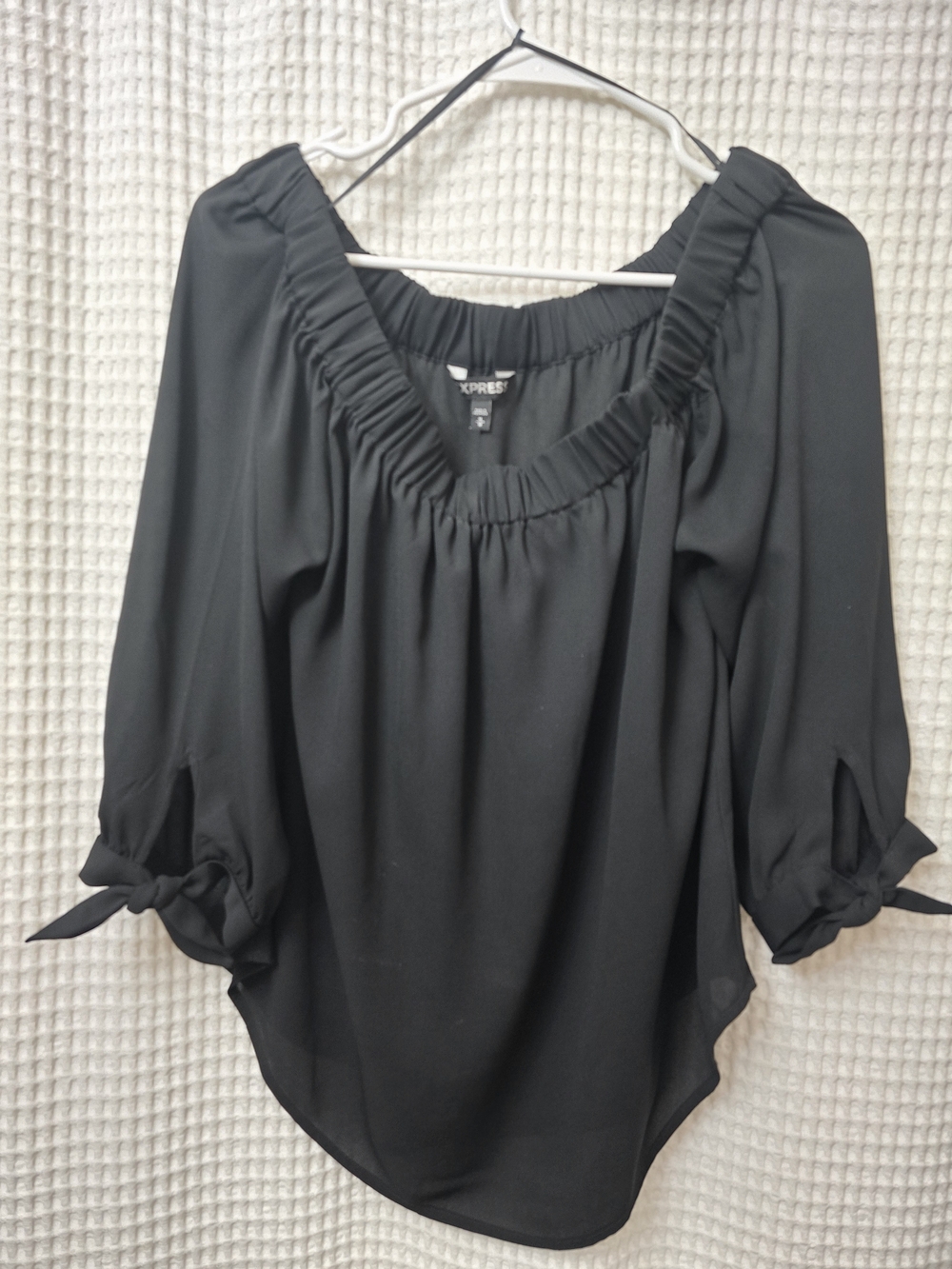Express Black Off-Shoulder Ruffled Neck Blouse